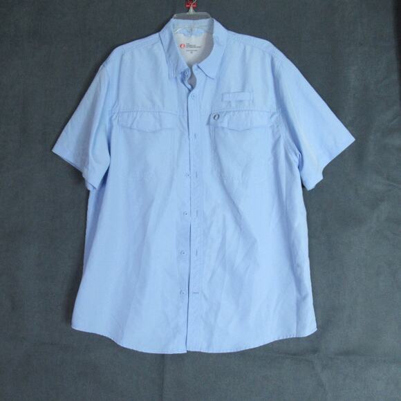 The American Outdoorsman Shirt Mens Size XL Blue Fishing Vented Short Sleeve UPF - Picture 1 of 11
